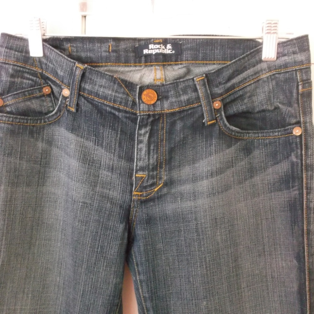 Rock & Republic Stevie Blue Jean 28 Bootcut 33 Leg - Picture 2 of 6